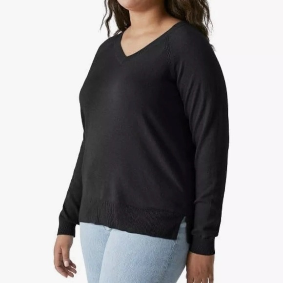 Lucky Brand Women's Black V-Neck Sweater, X-Large - Picture 2 of 9
